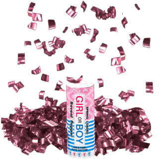 Firework Confetti & Streamers Pink Reveal Time Spring Loaded Popper