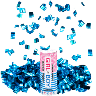 Firework Confetti & Streamers Blue Reveal Time Spring Loaded Popper