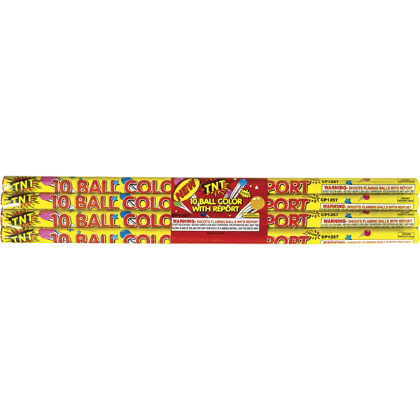 Firework Roman Candles Tnt 10 Ball Color W/ Report