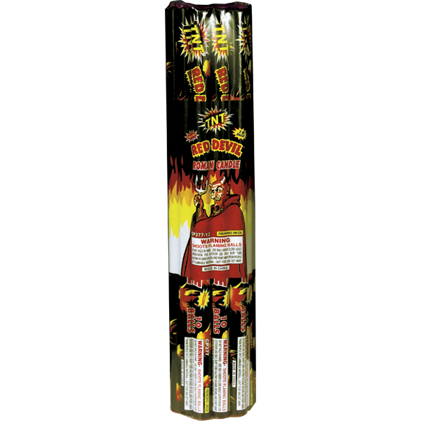 Firework Roman Candles 10 Ball Red Devil Tri Pak