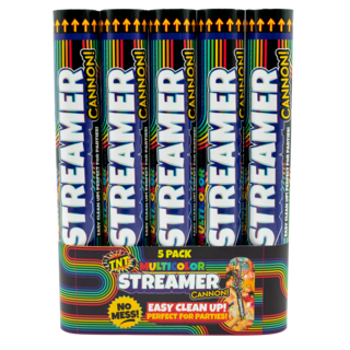 Firework Confetti & Streamers Multicolor Streamer Cannon 5 Pack