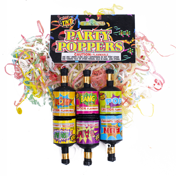 Firework Confetti & Streamers Party Poppers 6 Pk