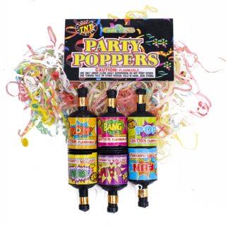 Firework Confetti & Streamers Party Poppers 6 Pk