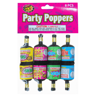 Firework Confetti & Streamers Party Poppers 8 Pk