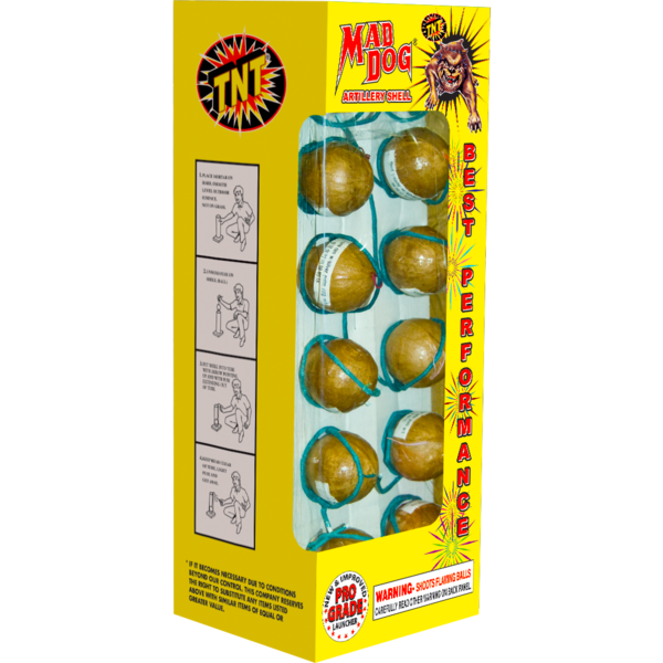 Firework Reloadables Mad Dog Artillery Shells 12 Shot