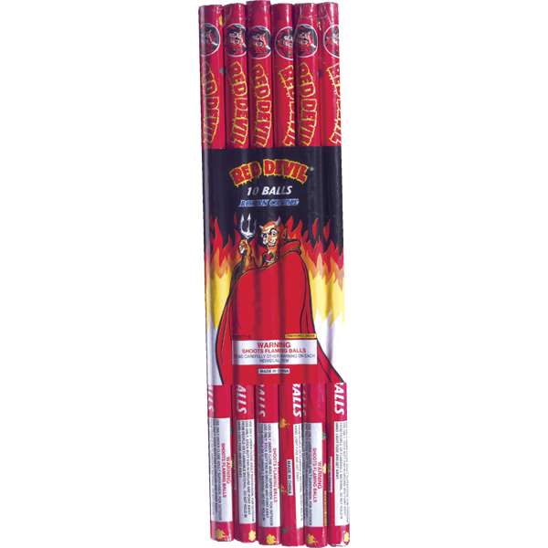 Firework Roman Candles 10 Ball Red Devil Pk 6