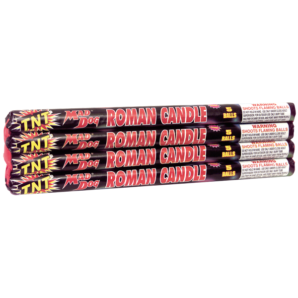 Firework Roman Candles 5 Ball Mad Dog Roman Candle